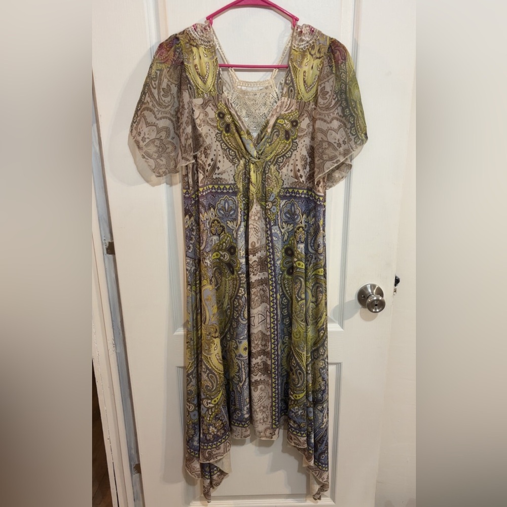 ONE WORLD fairycore lace back midi dress size M